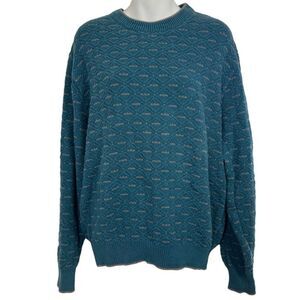 ISLE OF COTTON Vintage Green Crew Neck Pullover Grandpa Cotton USA Sweater M